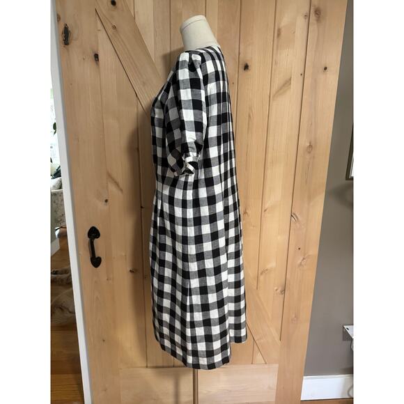 Loft | Black White Gingham Plaid Cotton Button Puff Sleeve Dress | Size 12T - Picture 10 of 14
